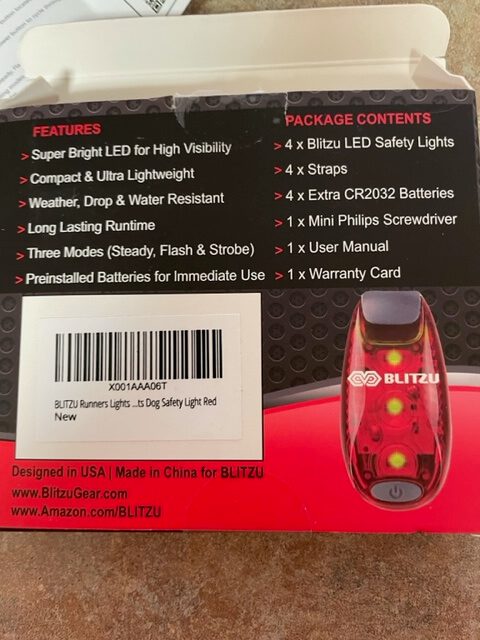 Back of packaging describing features and package contents.